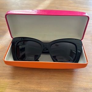 Kate Spade cat-eye sunglasses with pink and orange hard-shell case